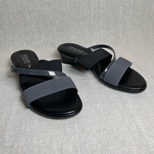 Italian Shoemakers | Avenue Black & Gray Slide Wedges | Size 7